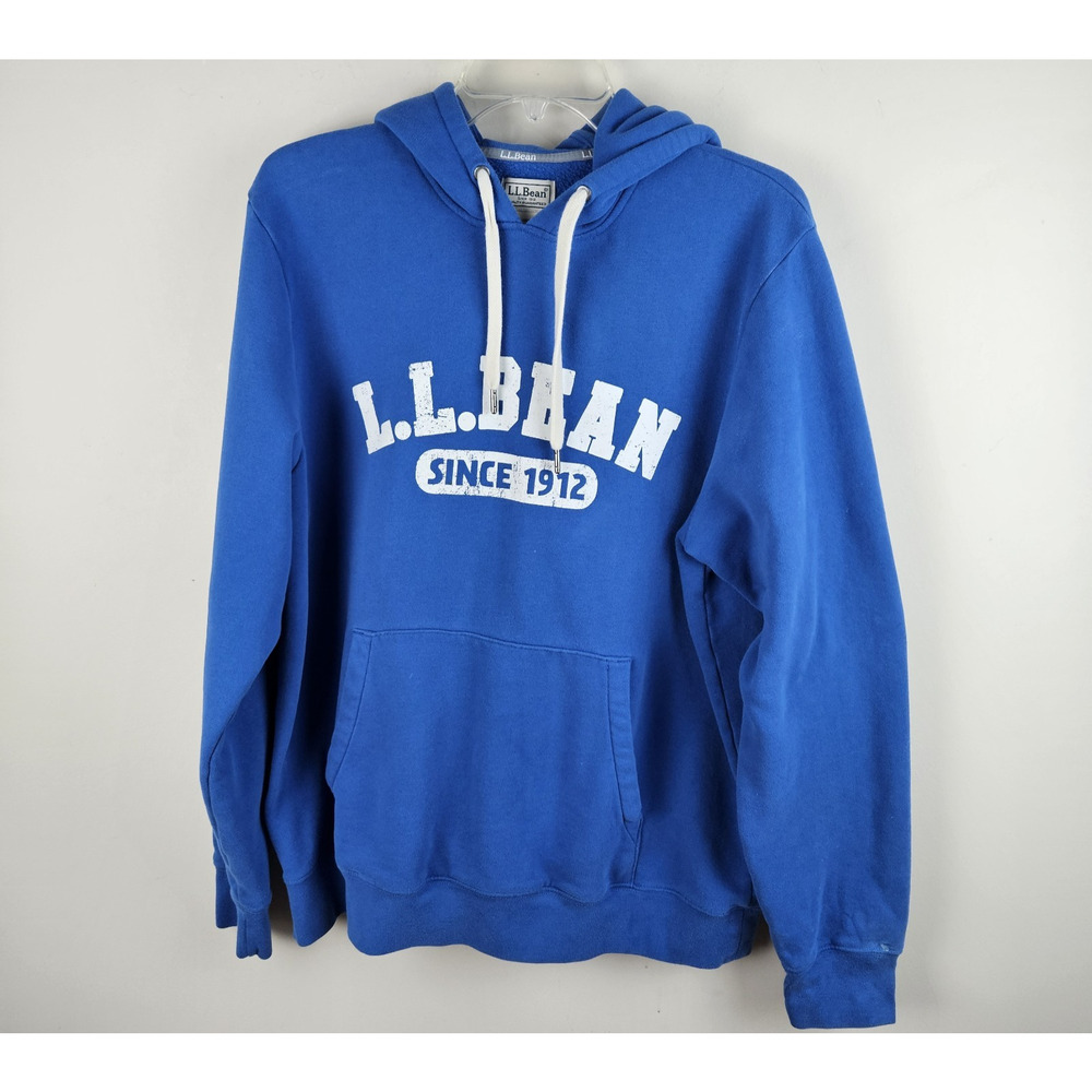 LLBean Blue Hoodie Sweatshirt Since 1912 Pullover Hooded Fleece Large